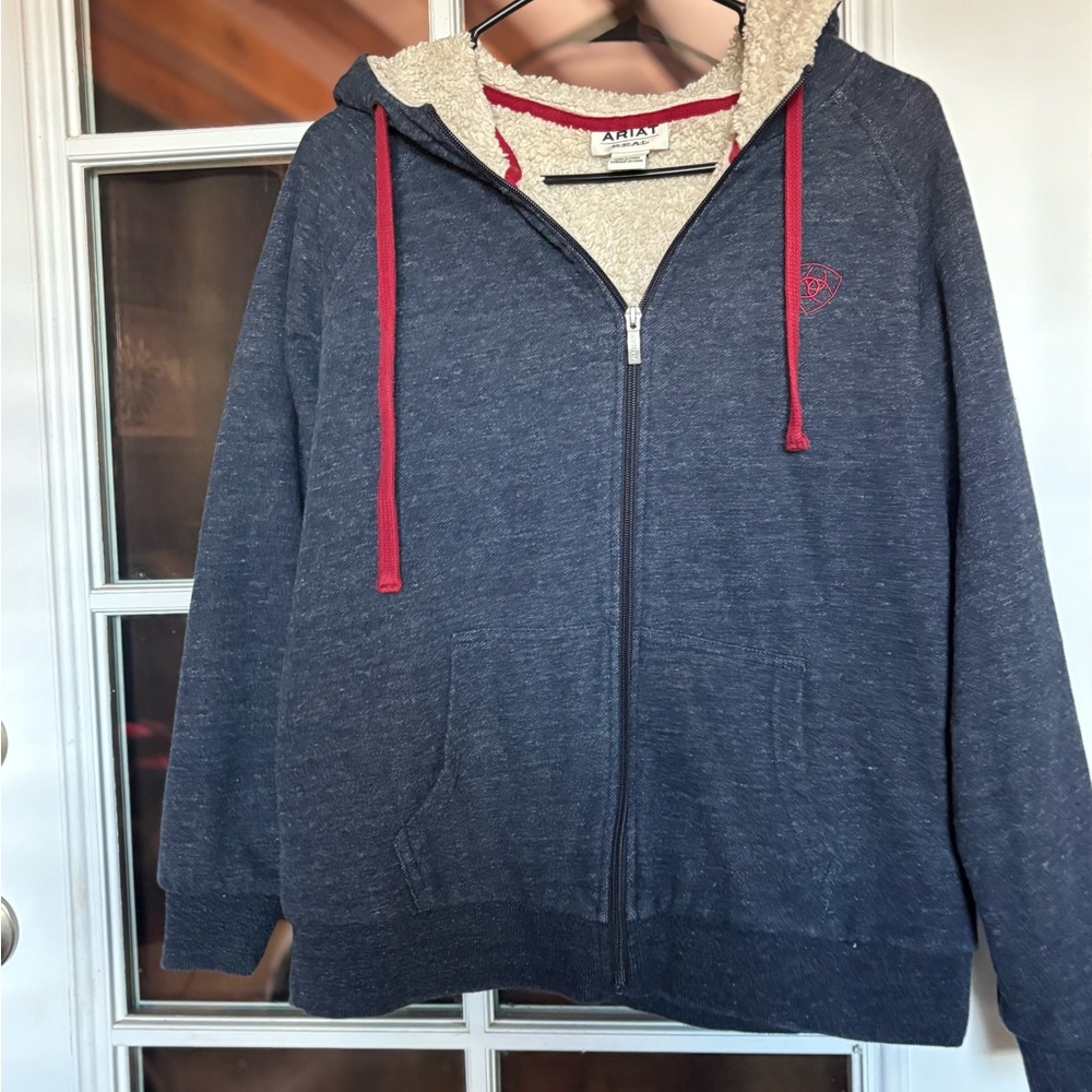 Ariat Heathered Blue Hoodie with Red and Cream Accents